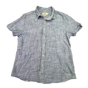 Grayers Clothiers Shirt Men's Large Button Down Blue Stripe Short Sleeve Preppy